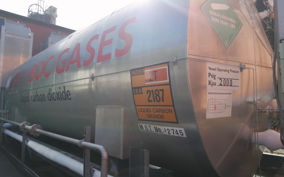 CO2 Tank onsite at Wainuiomate Water Treatment Plant