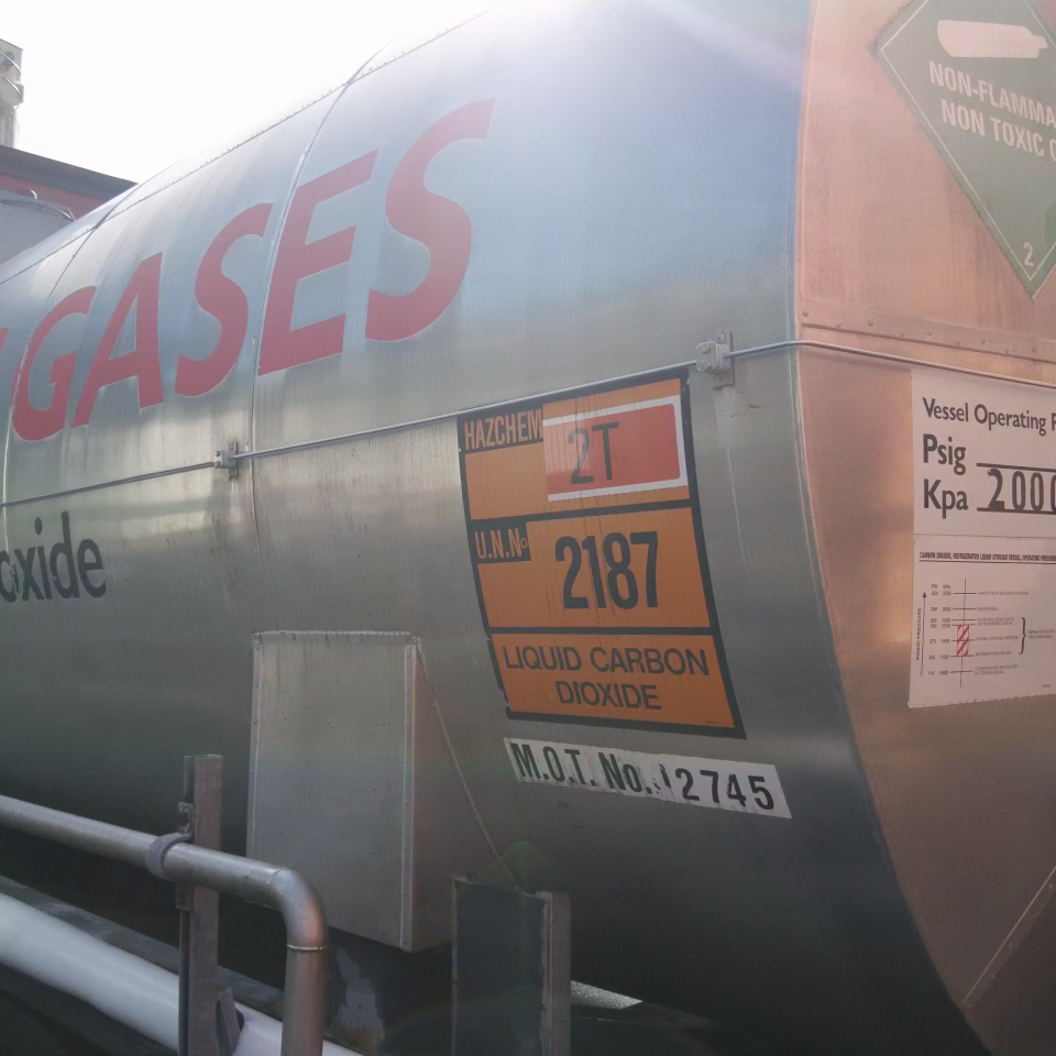 CO2 Tank onsite at Wainuiomate Water Treatment Plant