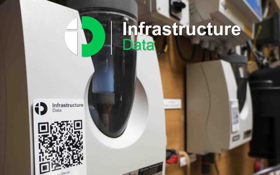 Infrastructure Data QR Code Tags on Chlorine Meter